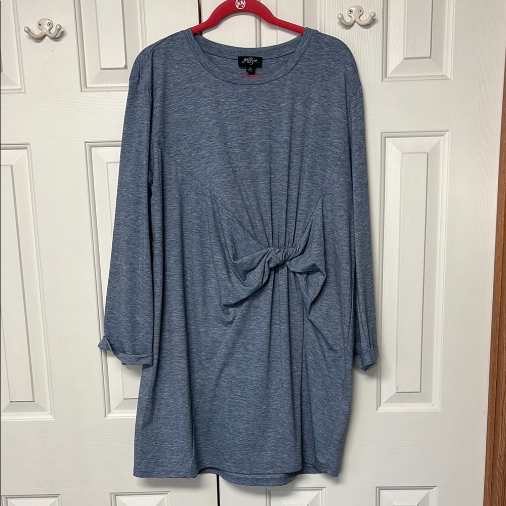 Blue Long Sleeve Dress with Knot Detail